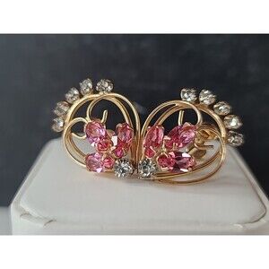 12K Yellow Gold Filled Rhinestone Screwback Earrings Vintage